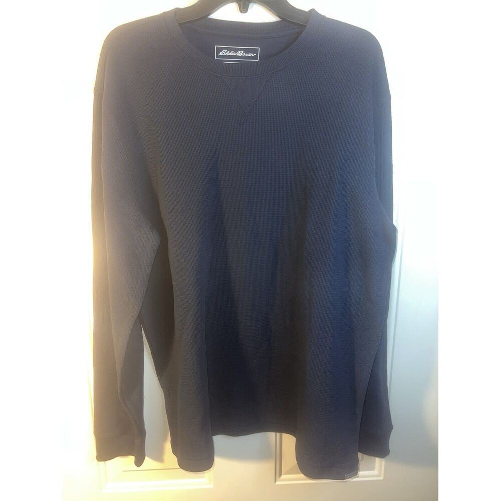 Eddie Bauer Thermal Shirt Navy Men’s Large Long Sleeve Waffle Weave Sweater Tee
